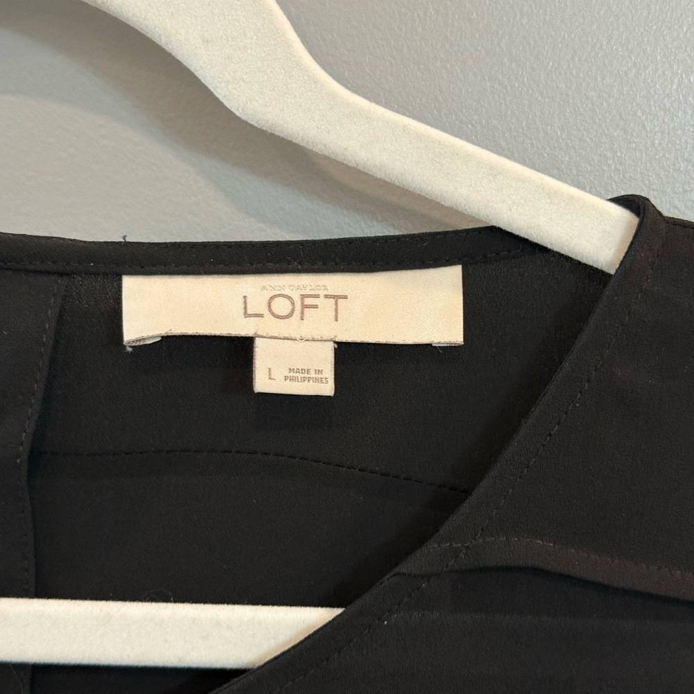 LOFT Black Ruffle Blouse - Picture 2 of 4